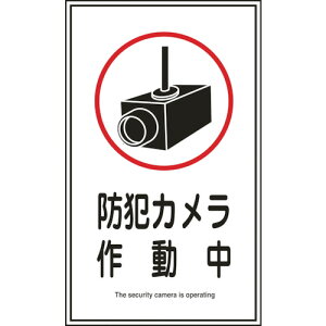 【6/5・10はP5倍】【メール便対応】日本緑十字社 イラストステッカー標識 防犯カメラ作動中 200×120mm 10枚組 047123
