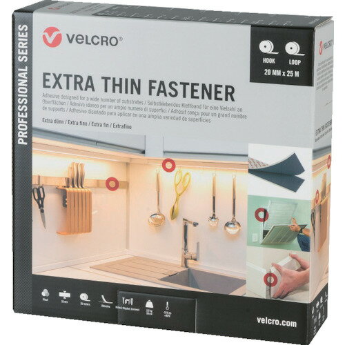 Velcro(ヴェルクロ) VELCRO[[R上]]結束テープ 極薄タイプ 幅20mm×長さ5m 黒 VEL-PS20020