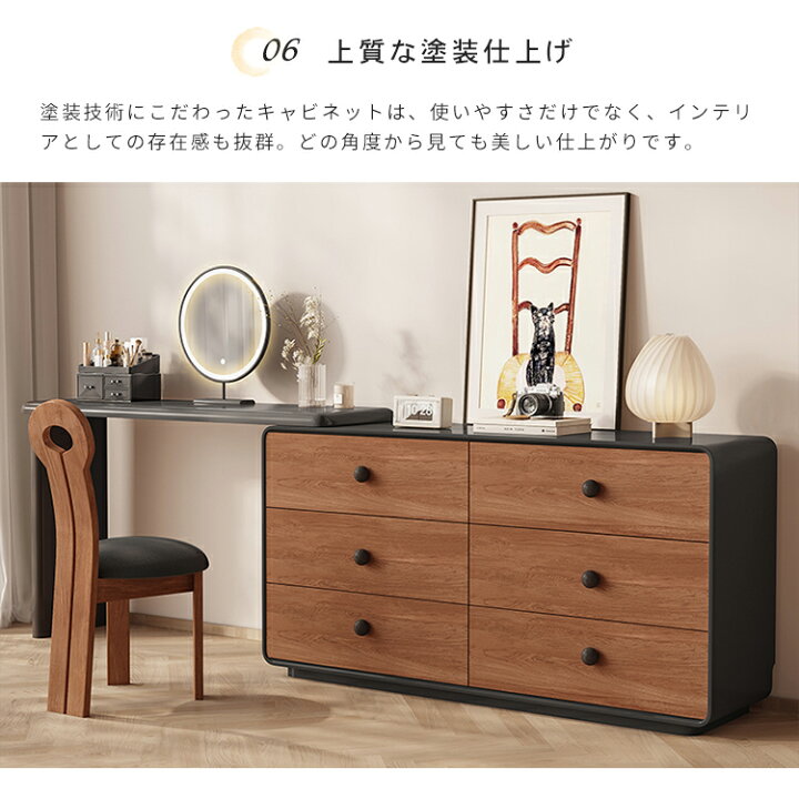 楽天市場】ドレッサー キャビネット 伸縮天板 化粧台 収納付 化粧 