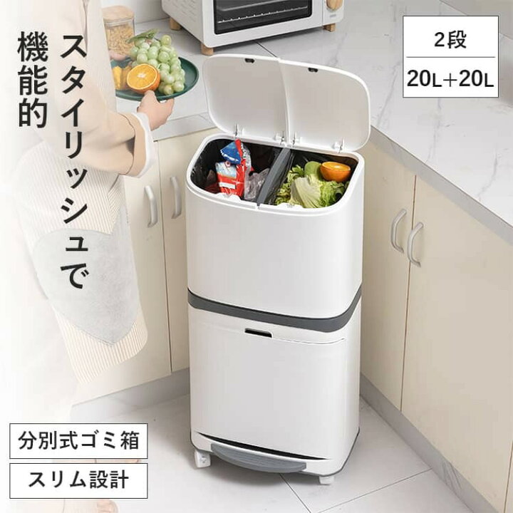 楽天市場】【レビュー特典】ゴミ箱 分別 2段 ごみ箱 縦型 蓋つき 
