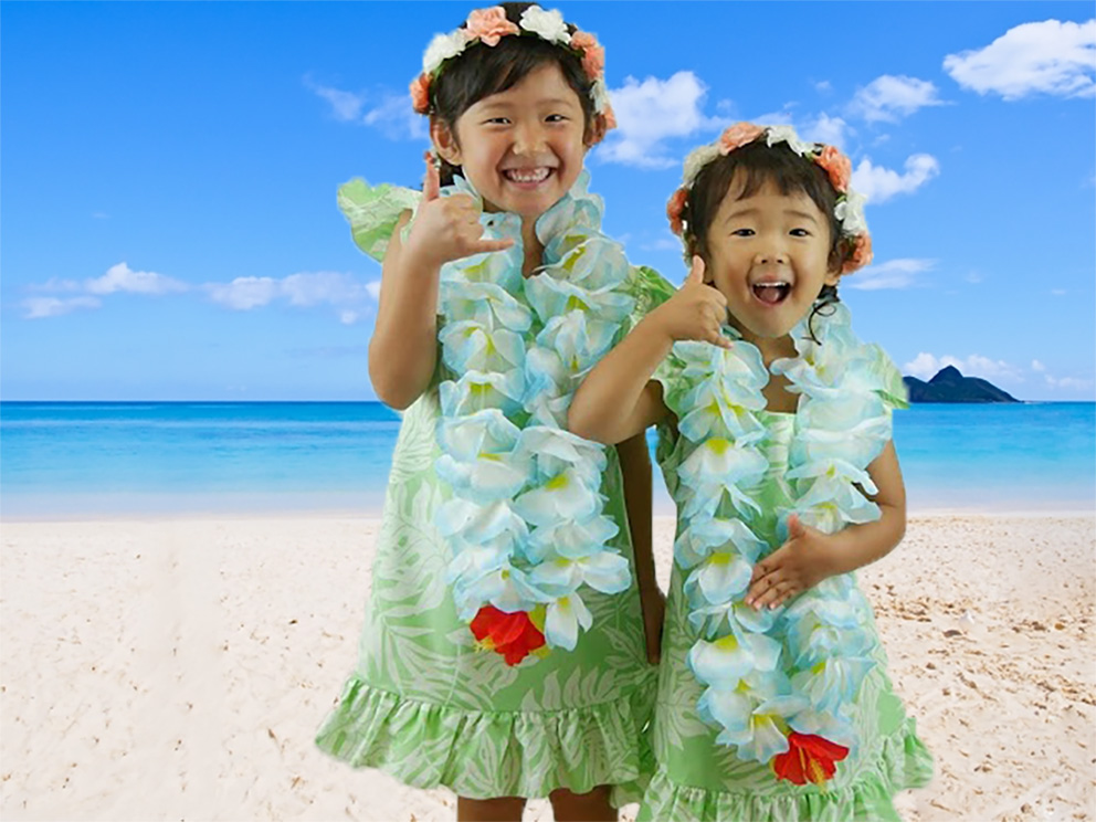 ハワイやグァム 沖縄での結婚式に参列されるお子様向けのドレスは レンタルがお得です ムームー 公式 ハワイ グアム キッズ 10 ミントグリーン 沖縄挙式 子供用ワンピース 結婚式用