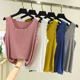レディース タンクトップ インナータンクトップ レタストリム おしゃれ 重ね着 下着 肌着 かわいい キャミソール