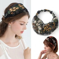 送料無料 ヘアバンド 刺繍 レース ターバン カチューシャ レディース 女の子 ヘアアクセサリー 髪留め ヘ…