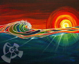 ハワイのサーフアート絵画 Rays （8" x 10"） by Patrick Parker
