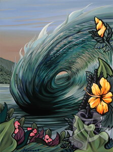 ハワイのサーフアート絵画 Pipeline ‐ パイプライン ‐ (8" x 10") by Shannon O'Connell