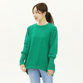 トレーナー レディース スウェット ハイネック 裏起毛 ポケット ポケット付 コットン 綿混 ゆったり 無地 大きいサイズ オーバーサイズ リブ長 リブ袖 韓国 トップス 長袖 おしゃれ かわいい ブランド 重ね着 コーデ ブラック 黒 ネイビー 黄色 ブラウン パープル グリーン