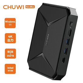 ★クーポンで26,999円★CHUWI ミニPC Windows11 Intel N100 ミニパソコン DDR5 8GB+256GB 最大+128GB拡張 最大2.7GHz 省スペース 小型 持ち運び WiFiモデル WiFi6 有線LAN 4K出力 静音 BT5.2 軽い 設定簡単 Chuwi HeroBox N100