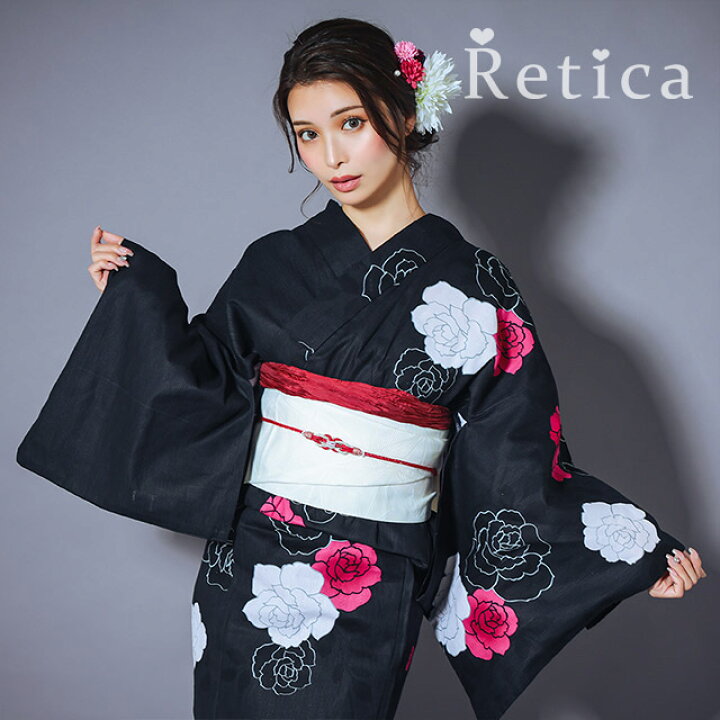 楽天市場】[SALE] 浴衣 3点セット [浴衣+平帯or作り帯+下駄] ゆかた 花 