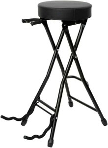 ギター椅子 ギタースタンドチェア 椅子 折りたたみ ギター立て 楽器スツール ギター弾き語りチェア ギターパイプ椅子 ギタースタンド練習用 演奏用 ステージ ブラック