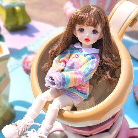 球体関節人形 1/6 幼SD ドール 人形 服 衣装 ストライプ トレーナー 長袖 トップス アウトフィット 人形服 人形用服 BJD