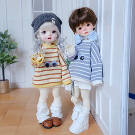 球体関節人形 1/6 幼SD ドール 人形 服 衣装 ビッグアイ ストライプ トレーナー 長袖 トップス アウトフィット 人形服 人形用服 BJD