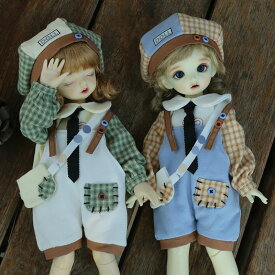 球体関節人形 1/6 幼SD ドール 人形 服 衣装 トップス&オーバーオール&ハット&ポーチ&ネクタイ 5点セット アウトフィット 人形服 人形用服 BJD
