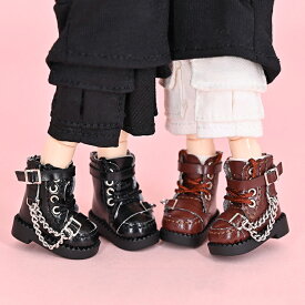 オビツ11 ドール 人形 靴 シューズ 革靴 ライダーブーツ ハイチェーンブーツ ブーツ ブロンズ/ホワイト/ブラック オビツ 11cm ob11 ねんどろいど オビツろいど 人形靴 人形用靴
