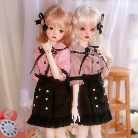 【サイズオーダー可】ロリータ ドール 球体関節人形 BJD 1/3 1/4 1/6 ブライス スーパードルフィー 服 ドレス セット アウトフィット 量産型 地雷系 髪飾り&ブラウス&スカート&ソックス 4点セット レース フリル ゴスロリ 女の子 SD MSD 人形用服