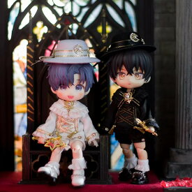 オビツ11 ドール 人形 服 ゴージャス ツイン 黒と白のヨーロピアンスタイルドレス 4点セット トップス&ボトムス&ハット&ステッキ アウトフィット オビツ 11cm ob11 ねんどろいど オビツろいど 人形服 人形用服 衣装