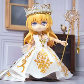 オビツ11 ドール 人形 服 誓いのセレナーデドレス ロングドレス コスチューム イベント ハンドメイド 作家様 仮装 ドレス&トレーン&杖&ネックレス&王冠 5点セット アウトフィット オビツ 11cm ob11 ねんどろいど オビツろいど 人形服 人形用服 衣装