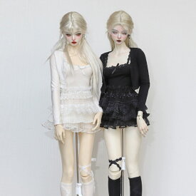 デイリー 黒白 キャミソール ピュア＆セクシー系 キャミソール&スカート&カーディガン&ソックス 4点セット ドール 球体関節人形 BJD 1/3 1/4 スーパードルフィー 服 ドレス セット アウトフィット スカート レース フリル 女の子