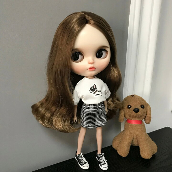 楽天市場】ブライス blythe 子犬Tシャツ&千鳥格子ミニスカート 二点 