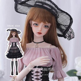 メイク済ドール ドール本体 人形 女の子 yoko 本体 服 ウィッグ フルセット 球体関節人形 BJD 1/3 ドール 洋服セット ハンドメイド ボディ 球体 関節 セット ドール服 服 カスタムドール長い髪 サイズ56cm 人形本体+アイ+顔メイク+ウィッグ+服+靴