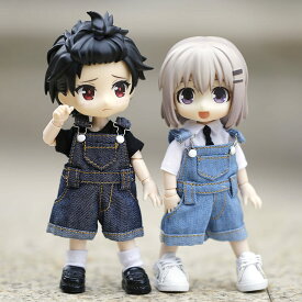 オビツ11 ドール 人形 服 衣装 パンツ サスペンダー オーバーオール サロペット デニム アウトフィット オビツ 11cm ob11 ねんどろいど オビツろいど 人形服 人形用服 ホワイト/インディゴ/ブラック