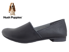 Hush puppies(ハッシュパピー) L-R223T ブラック/BLACK 【レディース】 フラットシューズ/スポックシューズ/スリッポンシューズ 【本革】 軽量 【日本製】 ポインテッドトゥ 【ローヒール】 セメント式製法 【防滑ソール】 カジュアル/モード/スタイリッシュ/婦人靴