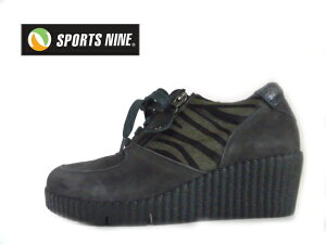 SPORTS NINE(スポーツナイン)116 301 グレー GRAY【スッペシャル価格】レディースコンフォート レースアップシューズ サイドファスナー付き ウエッジソール カジュアルシューズ 天然皮革 日本製 M