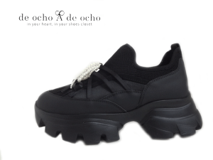 de ocho A de ocho(fI[`AfI[`)20127-01 BLACK ubN y2025SSzyH~VzyfB[Xz \[Xj[J[p[̃`[t gh  EhgD