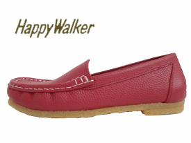 Happy Walker(ハッピーウォーカー) HWL-2711 レッド/RED 【レディース】 レディースシューズ/モカシン・カジュアルシューズ/スリッポンシューズ 【お買い得】【撥水加工】 マッケイ縫い製法 【牛革ソフトシュリンク】 軽量設計 カジュアル/キレイめ/シンプル/婦人靴