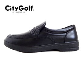 City Golf(シティゴルフ)GF8501 BLACK ブラック【マドラス】メンズスリッポンシューズ 紳士靴 軽量紳士靴 撥水タイプ 3E設計 GOLFロゴマーク入り