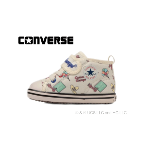 CONVERSE BABY ALL STAR N PT V-1 / OSARUNOGEORGE(コンバース ベビー オールスター NPT Vー1/おさるのジョージ)7SE225 INDIGO OFFWHITE オフホワイト【2024AW】【値下げ】ベビーコンバース ベビーシューズ ファース