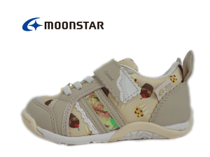 moonstar(ムーンスター)キャロット C2387 BEIGE ベージュ 【2025SS】【春夏新作】子供靴 キッズ スニーカー バンドタイプ 「フィーカ」がテーマ うさ耳 洗えるインソール Ag+抗菌防臭