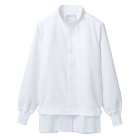 食品工場 作業着 白衣 高温環境向け 異物混入対策 衛生 給食 調理 厨房 制服 食品 ジャンパー 男女兼用 立体設計 スムースフィット ネット付き 制電 薄手素材 清涼感 イージーケア 白 住商モンブラン RL8701-2
