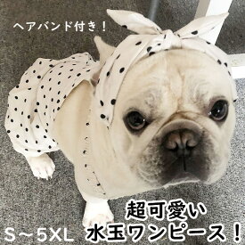 ペット服 ワンちゃん ヘアバンド付き 春 夏 秋 水玉 ワンピース サイズ S-5XL 小型犬 中型犬 服 犬の服 犬 犬服 夏服 ドッグ かわいい かっこいい 涼しい さわやか 可愛い 目立つ 派手 カラフル ポリエステル DOG