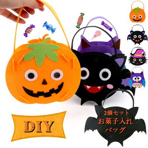 送料無料 ハロウィン かぼちゃ 2点セット バック お菓子入れ 制作 手作り 袋 簡単 仮装 子供 ミニバック DIYバック 立体 キャンディの袋 小物入れ 飾り 雑貨 イベント パーティー ハロウィング