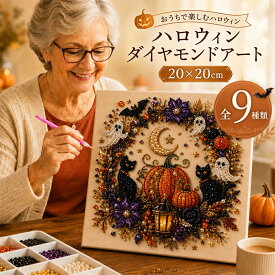 部分即納【10/15限定★全品ポイント5倍】「★最大15%OFFクーポン★」ハロウィン 9種類 20×20cm ダイヤモンドアート パールアート ビーズアート パールビーズ 手芸キット 木枠付き 初心者 DIY ハンドメイド 手作り 趣味 インテリア 壁飾り かぼちゃ 黒猫 おばけ プレゼント