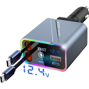 �ԍڏ[�d�� 4in1 ���g���N�^�u�� 144W USB-C�}���[�d�Ή� �_�u��USB-A�EUSB-C�|�[�g 34�C���`�P�[�u���t iPhone 16 Pro/16/15 Pro, Samsung Galaxy, Android�Ή�