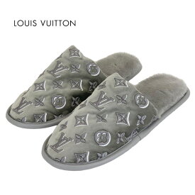 未使用 ルイヴィトン Louis Vuitton ヴィトン LV スイートライン ルームシューズ スリッパ モノグラム ベルベット ファー グレー ギフト プレゼント 送料無料