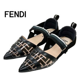 未使用 フェンディ FENDI フラットパンプス サンダル コリブリ ズッカ スリングバック レザー クリア ブラック ギフト プレゼント 送料無料