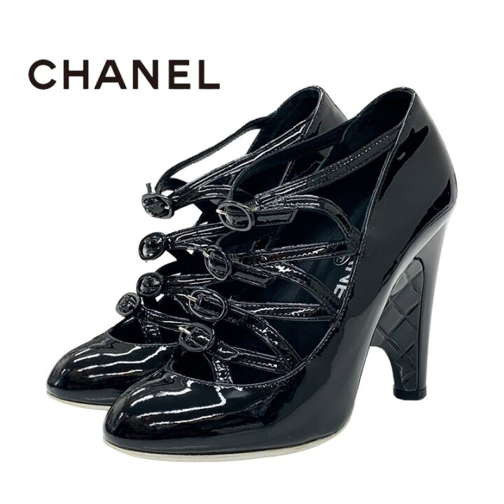 楽天市場】シャネル CHANEL パンプス ストラップベルト パテント 