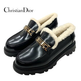 未使用 クリスチャンディオール CHRISTIAN DIOR DIOR CODE ローファー 革靴 靴 シューズ シアリング ロゴ レザー ボア ブラック 黒 ギフト プレゼント 送料無料