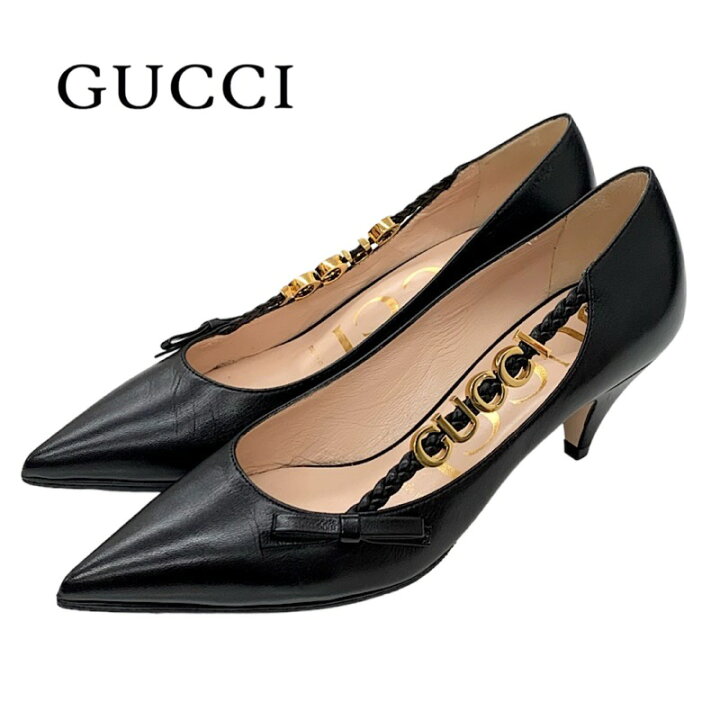 楽天市場】グッチ GUCCI パンプス 靴 シューズ レザー ブラック 黒 