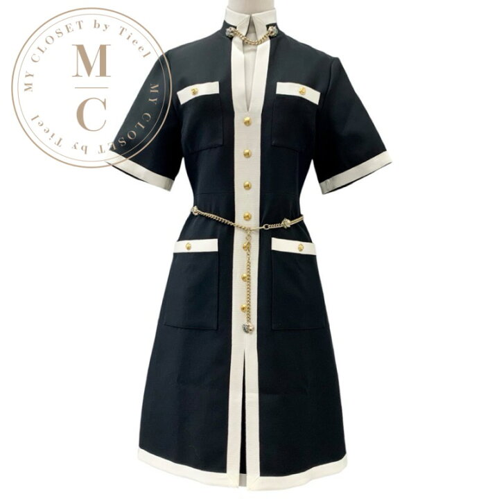 楽天市場】グッチ GUCCI ワンピース ブラック アイボリー 黒 ゴールド  