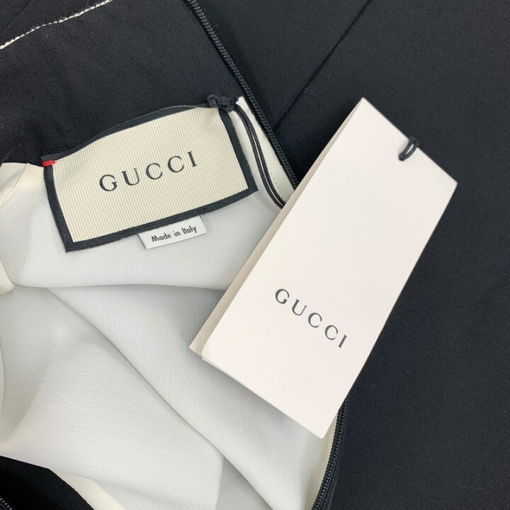楽天市場】グッチ GUCCI ワンピース ブラック アイボリー 黒 ゴールド  