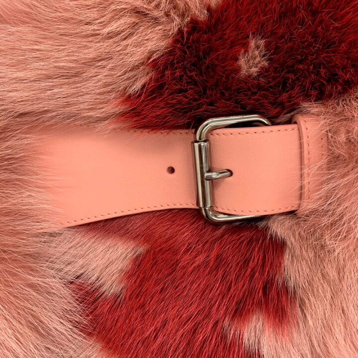 楽天市場】フェンディ FENDI ファー レザー ピンク レッド ロゴ ベルト  