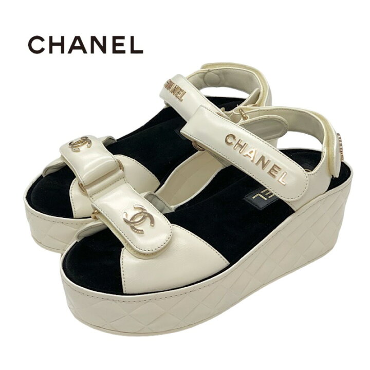 楽天市場】シャネル CHANEL サンダル 靴 シューズ レザー ベロア 