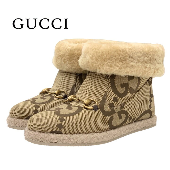 楽天市場】未使用 グッチ GUCCI ブーツ ショートブーツ ムートンブーツ 