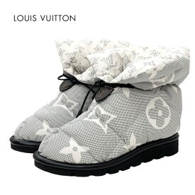 ルイヴィトン LOUIS VUITTON ピローライン モノグラム ブーツ ショートブーツ 靴 シューズ ナイロン ホワイト ブラック 未使用 アンクルブーツ ギフト プレゼント 送料無料