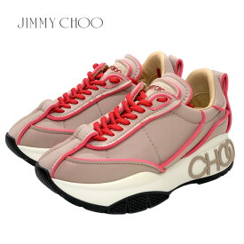 ジミーチュウ JIMMY CHOO RAINE スニーカー 靴 シューズ ナイロン ピンクベージュ レッド 未使用 ロゴ ギフト プレゼント 送料無料
