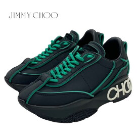 ジミーチュウ JIMMY CHOO RAINE スニーカー 靴 シューズ ナイロン ブラック グリーン 未使用 ロゴ ギフト プレゼント 送料無料