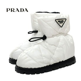 プラダ PRADA ブーツ ショートブーツ スノーブーツ 靴 シューズ ロゴ ナイロン ホワイト ギフト プレゼント 送料無料